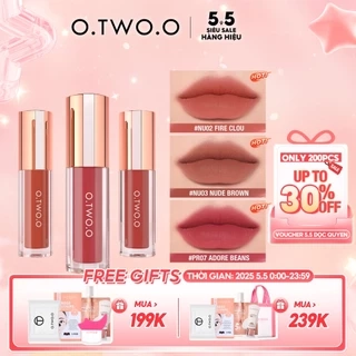 O.two.o 8 Màu Matte Glaze Siêu Chống Thấm Nước Lâu Dài 24 Giờ Khóa Màu Không Chuyển Đổi Mượt Mịn Mờ Hiệu Ứng Son Môi