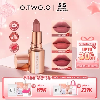 Thỏi son lì O.TWO.O nhung mịn lâu trôi không thấm nước chống khô 8 màu tùy chọn 39g