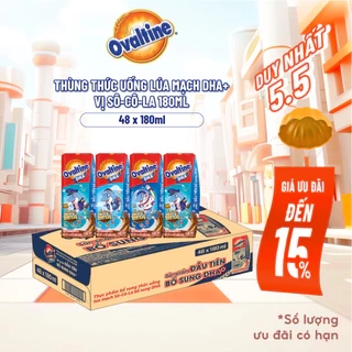 Thùng 48 hộp Thức uống lúa mạch gấp đôi Canxi hương vị sô-cô-la Ovaltine (180ml x 48)