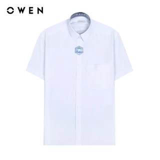 OWEN - Áo sơ mi ngắn tay Body Fit AB230032NT màu Navy chất liệu Bamboo