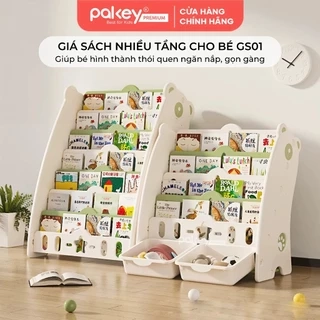 Giá Sách 4 Tầng Cho Bé Pakey Hình Gấu Dễ Thương Kèm 2 Hộc Đựng Đồ Chơi Tiện Lợi, Kệ Đựng Sách Nhiều Ngăn