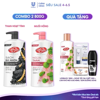 Combo 2 Sữa tắm Lifebuoy 800g Chăm Sóc Chuyên Sâu, giúp detox sạch sâu và giảm mụn trên da
