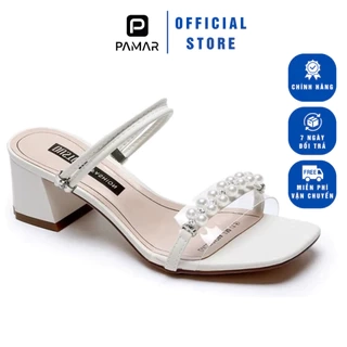 Giày Cao Gót, Sandal Nữ Hãng Dusto Siêu Xinh Cho Nàng Gót Vuông Cao 5Cm Quai Da Đính Hạt Sang Trọng