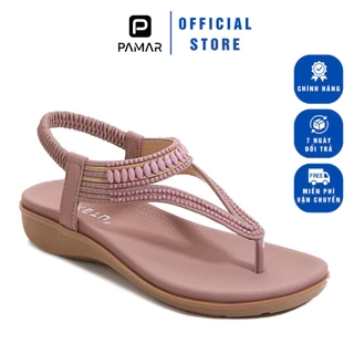 Giày Sandal Nữ, Dép Xỏ Ngón Quai Chéo Đính Hoa Đế 3.5Cm Siêu Êm Thoải Mái Vận Động Di Chuyển Đi Học Đi Làm Đi Chơi