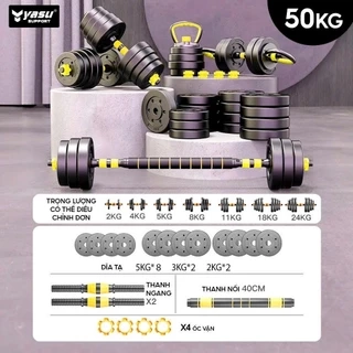 Bộ tạ tay đa năng 10KG,20KG,30KG, 40KG,50KG Dumbell Set cao cấp Yasu