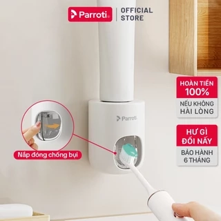 Hộp Nhả Kem Tự Động Dán Tường, Hộp Nhả Kem Đánh Răng Rời Có Nắp Đậy Thông Minh Parroti Morning - MI01