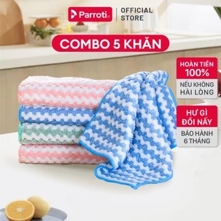 Khăn lau bếp đa năng siêu thấm hút, lau kính, xe ô tô, combo 5 cái Parroti Fiber