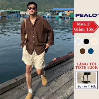Áo sơ mi cổ bẻ dài tay PEALO nam chất liệu Linen cao cấp