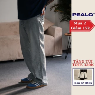 Quần Jean Ống Suông PEALO Kẻ Sọc Form Straight Leg