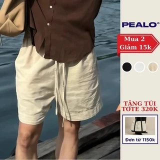 Quần short nam PEALO chất liệu linen thoáng mát cạp chun phong cách Minimalism