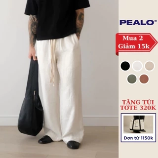 Quần suông ống rộng nam nữ PEALO chất liệu linen thời trang cao cấp