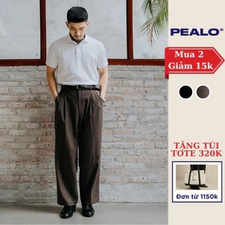 Quần tây PEALO form wide fit cạp cao có xếp li