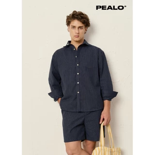Set sơ mi linen kẻ sọc PEALO thoáng mát giảm nhăn mềm mại và thấm hút tốt