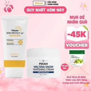 COMBO Kem Nâng Tone PEKAH Melting Snow Whitening Cream 50ml & Kem Chống Nắng PEKAH Skin Protect UV Sunblock 70ml