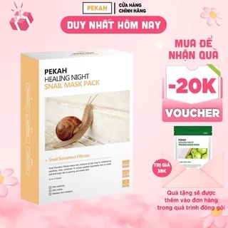 Hộp Mặt Nạ 5 Miếng Cấp Ẩm Giúp Phục Hồi Và Tái Tạo Da PEKAH Healing Night Snail Mask Pack 25ml/5sheets
