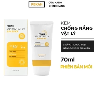 Kem chống nắng vật lý nâng tone, bảo vệ da khỏi tia UV PEKAH Skin Protect UV Sun Block SPF50+ PA+++ 70ml