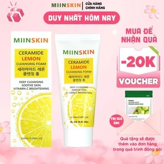 Sữa rửa mặt sạch sâu lỗ chân lông sáng da Miinskin Ceramide Lemon Cleansing Foam 100ml