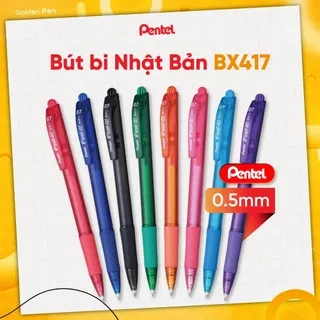 Bút Bi Bấm Ngòi 0.7mm Pentel BX417 Trơn Mượt Không Đọng Mực Nét Viết Êm Mịn Không Tắc Mực