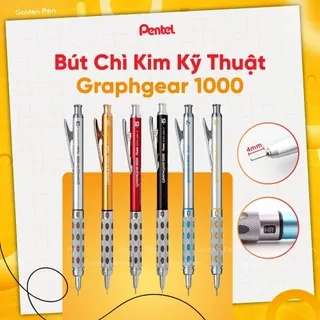 Bút Chì Cơ Khí Pentel Graphgrear 1000 – Thân Kim Loại Inox, Nét Chuẩn Xác – Bút Chì Bấm Ngòi 0.5mm