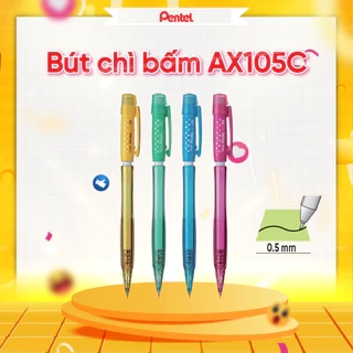 Bút Chì Kim Ngòi 0.5mm Pentel Fiesta AX105 Nét Êm Ít Gãy Thiết Kế Thân Trong Trang Bị Đầu Tẩy