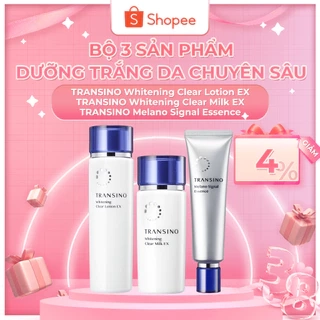 Bộ 3 Sản Phẩm Dưỡng Trắng Da Chuyên Sâu TRANSINO Clear Lotion EX - Melano Essence 30 - Clear Milk