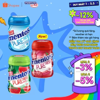 Sing gum không đường Mentos Pure Fresh hương bạc hà (hộp 6 hủ)
