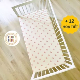 Ga bọc nệm cũi nhiều kích thước muslin cho bé PETIT BEBE bo chun thấm hút thoáng khí giường ghép