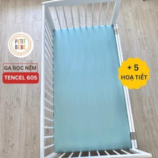 Ga nệm cũi tencel 60s cho bé PETIT BEBE bo thun họa tiết và màu trơn