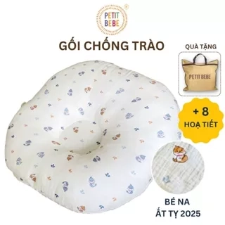Gối chống trào ngược cho bé Petit Bebe muslin thoáng mát an toàn cho trẻ sơ sinh nhiều họa tiết
