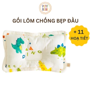Gối lõm chống bẹp đầu chữ nhật PETIT BEBE muslin thấm hút thoáng khí cho bé từ 3 tháng tuổi