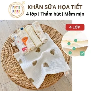 Khăn sữa cho bé Petit Bebe muslin thấm hút mềm mại cho làn da bé họa tiết bé trai bé gái