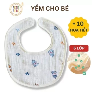 Yếm ăn dặm muslin 6 lớp PETIT BEBE cho bé trai bé gái