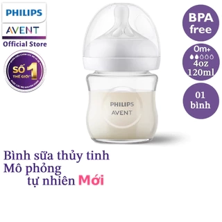 Philips Avent bình sữa thủy tinh mô phỏng tự nhiên mới dung tích 120ml cho bé từ 0 tháng SCY930/01