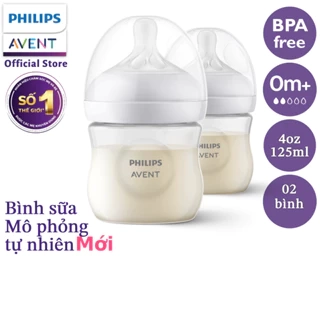 Philips Avent Hộp 02 Bình sữa mô phỏng tự nhiên 125ml mới (núm ty phản ứng tự nhiên) SCY900/02