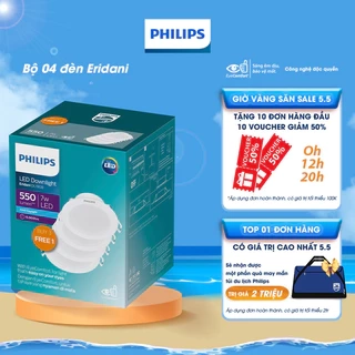 Bộ 04 bóng đèn âm trần Philips LED Eridani hiệu suất ánh sáng cao - Công suất (7W, 10W), ánh sáng trắng