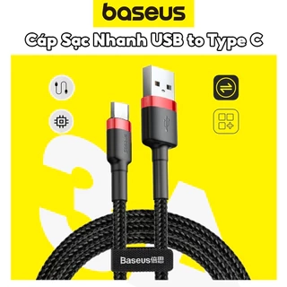 Cáp sạc nhanh CHÍNH HÃNG Baseus Chuẩn USB ra Type C - Dây Bọc Dù Chống Gãy Gập - Siêu Bền