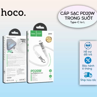 Cáp Sạc Nhanh PD20W Hoco Đầu Cắm Trong Suốt, Truyền Tải Dữ Liệu Dùng Cho IP 7-14 -plus-pro-promax