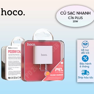 Củ Sạc Nhanh 20W Hoco Chân Dẹt, Nhỏ Gọn, Chống Quá Nhiệt Dùng Cho Các Dòng SamSung,IP,Oppo,Xiaomi...