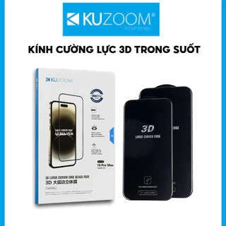 Kính Cường Lực 3D Trong Suốt Chính Hãng KUZOOM Dùng IP X-11-12-13-14-15-16-PRO-PLUS-PROMAX