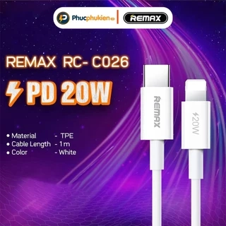 Remax C026 - Dây sạc nhanh 20w Type C chuẩn PD chính hãng cho 14 seris trở xuống - Phúc Phụ Kiện