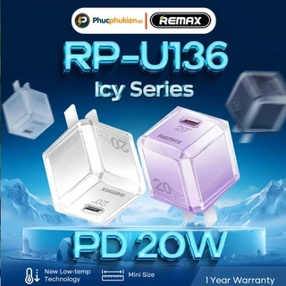Remax U136 - Củ sạc nhanh 20w cổng Type C sạc nhanh 20w cho 14 pro max trở xuống - Phúc Phụ Kiện