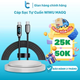 Cáp Sạc Tự Cuộn WIWU MagQ Wi-C041 C-C 100W C-L 30W Chống Rối Màn Hình Hiển Thị Số W