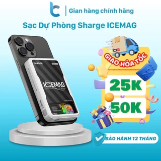 Sạc Dự Phòng Sharge ICEMAG 10.000mAh Trong Suốt, Hỗ Trợ Sạc Không Dây, Sạc Nhanh 20W, Quạt Làm Mát Đổi Màu LED RGB