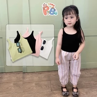Áo 2 Dây Cho Bé Gái Dáng Ngắn Croptop Vải Zip Form Ôm Dáng Cực Yêu, Áo Thun Mùa Hè Cho Bé Gái BabyBoo- Pibo-CRHD01