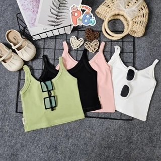 Áo Hai Dây Cho Bé Gái Dáng Ngắn Form Ôm, Vải Zip Co Giãn Tốt, Mềm Mát, Thấm Hút Mồ Hôi-T2-Babyboo-Pibo-CRHD01