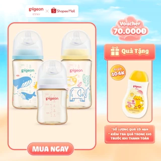 Bình Sữa Pigeon PPSU Softouch Baby-Friendly World 160ml/240ml - Nhiều Hoạ Tiết