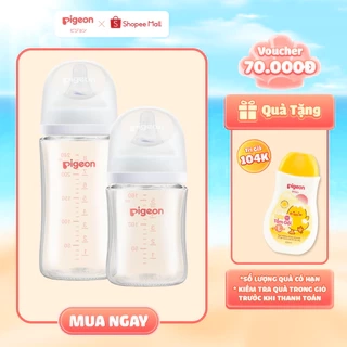 Bình sữa Thuỷ Tinh cổ rộng Pigeon Softouch Baby Friend World 160ml/240ml