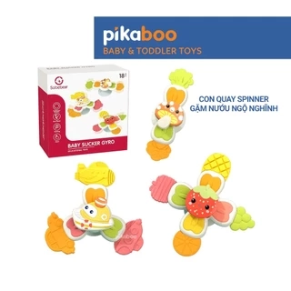 Đồ chơi con quay spinner gặm nướu ngộ nghĩnh 3 trong 1 cao cấp Pikaboo bộ 3 con quay cao cấp an toàn