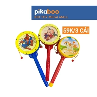 Trống cho bé Pikaboo, trống lắc tay có tiếng trống giòn giã vui tai, chất liệu an toàn cho bé
