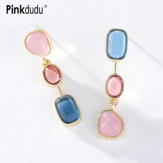 Khuyên Tai Dáng Dài Mặt Kính Không Đối Xứng Họa Tiết Hình Học Đơn Giản Sáng Tạo Cho Nữ PD1313